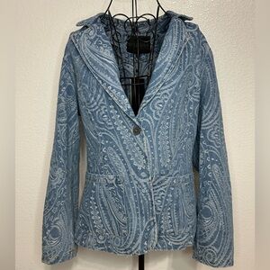 Solitaire Light Blue Paisley Blazer Jacket | Size M | New With Tags